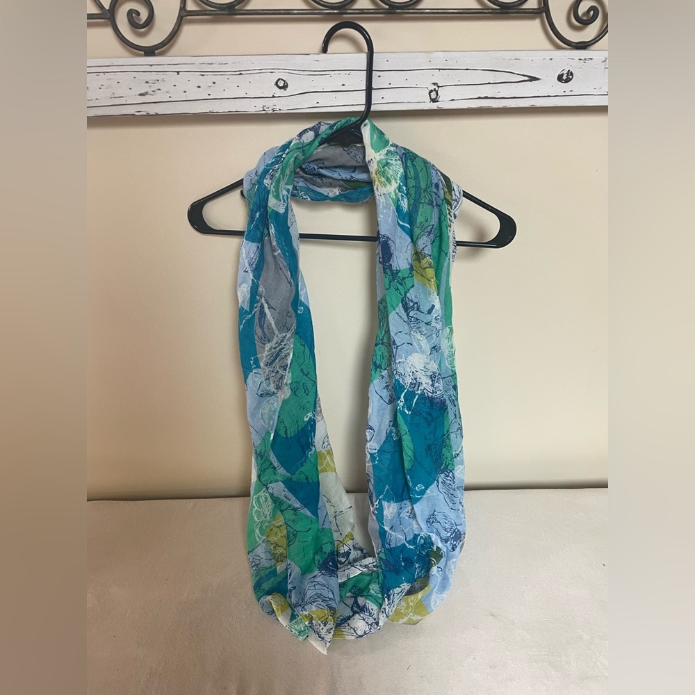 Infinity Scarf with blue, green and grey floral design